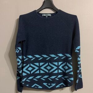 Title Nine Womens Blue Sweater  Fair Isle Aztec